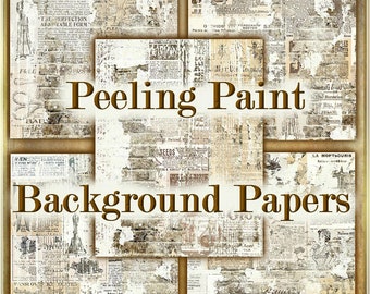Peeling Paint Vintage Ephemera Background Papers Set - Digital Printable - INSTANT DOWNLOAD