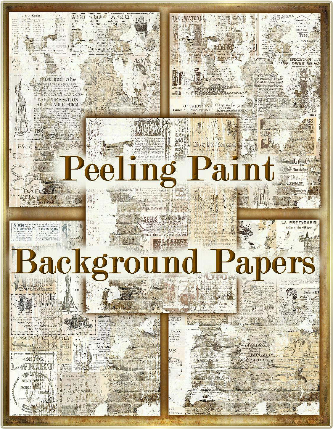 Peeling Paint Vintage Ephemera Background Papers Set - Digital Printa…