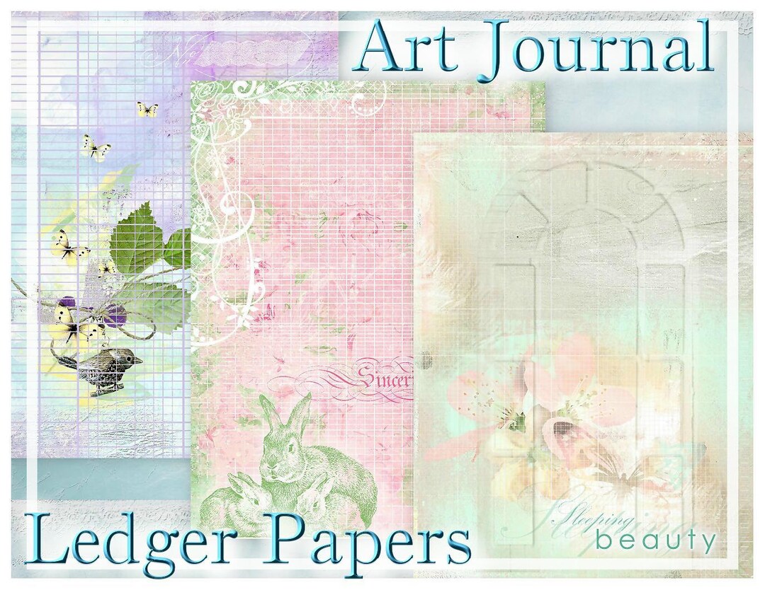 Art Journal Vintage Ledger Background Papers Set INSTANT DOWNLOAD