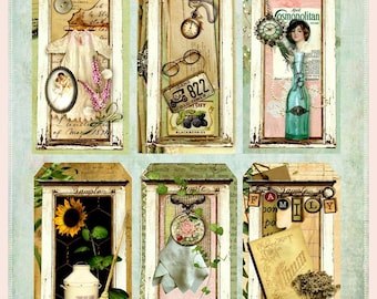 Altered Art Pieces of the Past Tags Digital Printable INSTANT DOWNLOAD