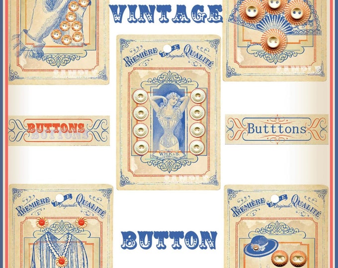 Vintage Premier Quality Button Card Sewing Tags INSTANT | Etsy