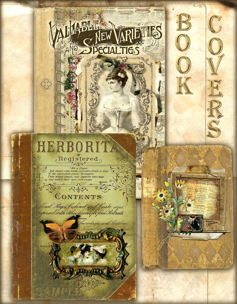 Set of 6 Vintage Ledger Book Cover Collages for Journals Etsy UK