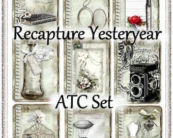 Recapture Yesteryear Vintage ATC Collage Sheet INSTANT DOWNLOAD Digital Printable