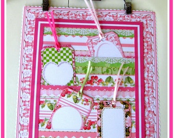 Country Raspberry Memo Board and Tags Digital Kit U-PRINT INSTANT DOWNLOAD