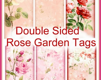 Double Sided Rose Garden Tags Cottage Chic INSTANT DOWNLOAD Digital Printable
