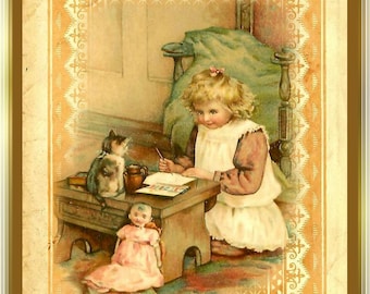 Vintage Children Playing Cards Set of 16 for Junk Journals, Tags, Greeting Cards - Digital Printable - INSTANT DOWNLOAD