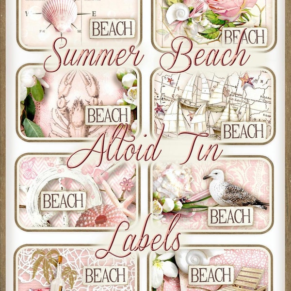 Summer Beach Altoid Tin Labels Shabby Cottage Chic INSTANT DOWNLOAD Digital Printable