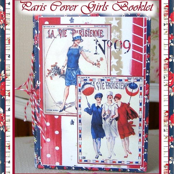 Paris Cover Girls French Mini Booklet with Directions - Digital Printable - INSTANT DOWNLOAD - 6 Files