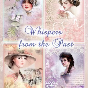 Whispers from the Past Collection of 4 Collages and BONUS Tags Cottage Chic Instant Download Digital Printable image 1