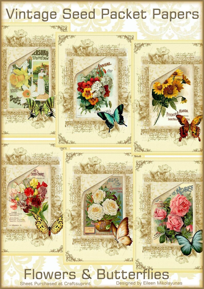 Vintage Seed Packet Backing Background Craft Papers for - Etsy