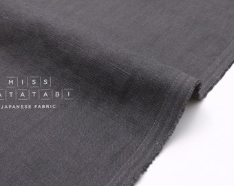 Japanese Fabric 100% washed linen - charcoal 11 -  50cm