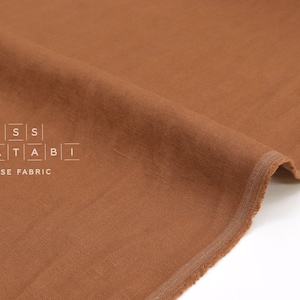 Japanese Fabric 100% washed linen - terracotta 116 -  50cm