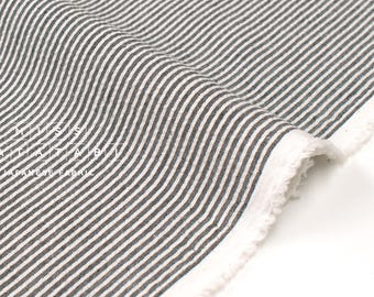 Japanese Fabric Yarn Dyed Shijira Seersucker Small Stripes - black - 50cm