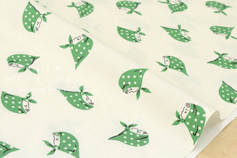 Japanese Fabric Kerchief Girls green 50cm image 1