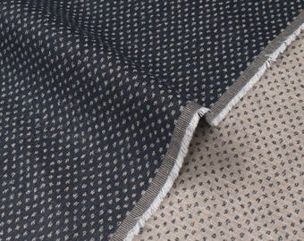 Japanese Fabric - yarn dyed woven dots jacquard  - navy blue - 50cm