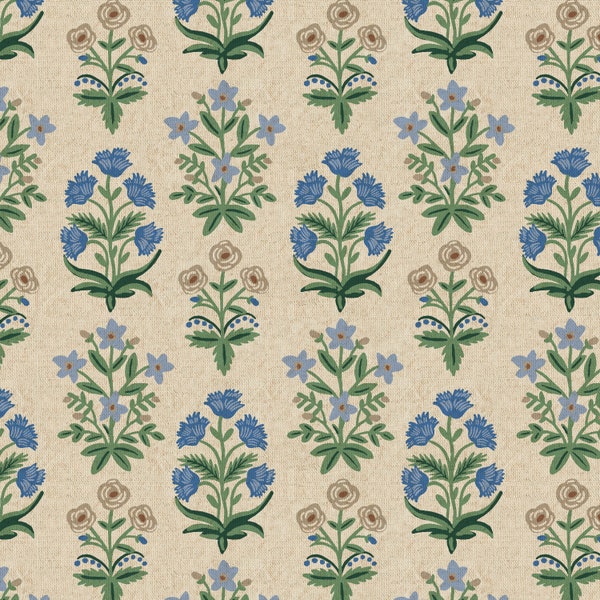 Cotton + Steel Rifle Paper Co. Camont Canvas - Menagerie Mughal - blue - fat quarter