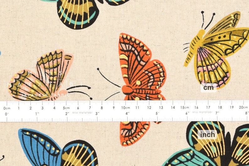 Cotton Steel English Garden Canvas Monarch Natural 50cm Etsy