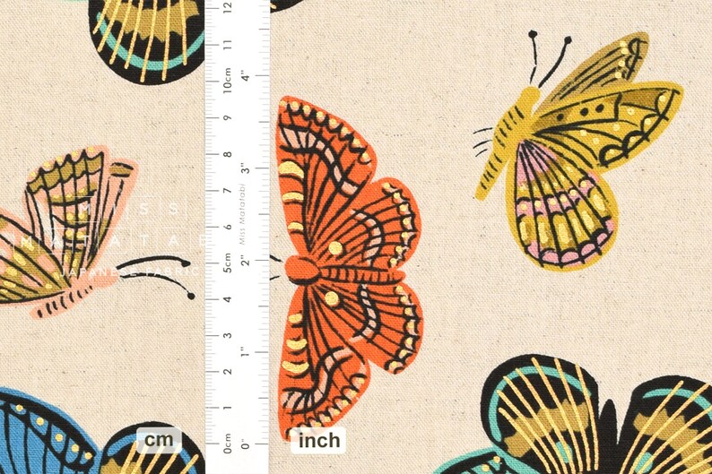 Cotton Steel English Garden Canvas Monarch Natural 50cm Etsy
