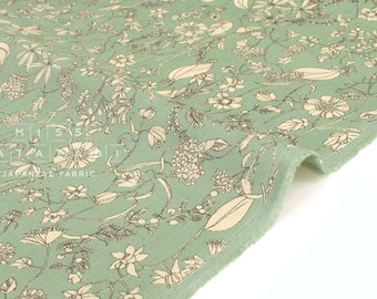 Japanese Fabric Corduroy Illustrated Garden - C - 50cm