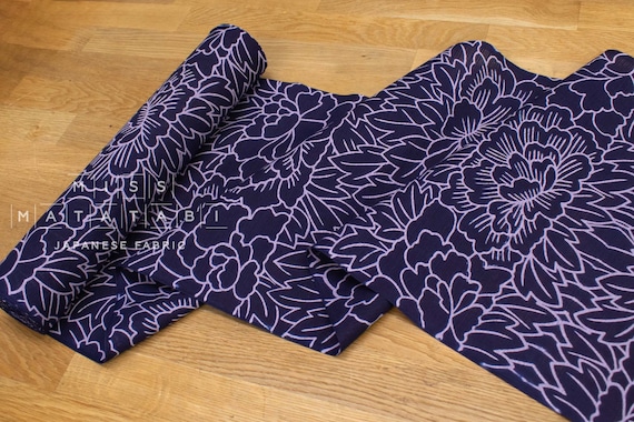 Shokunin Collection 手捺染注染浴衣生地 - 横段牡丹 - 50 cm