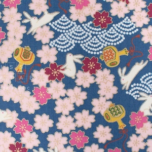 Japanese Fabric Sakura Bunny - D metallic gold - 50cm