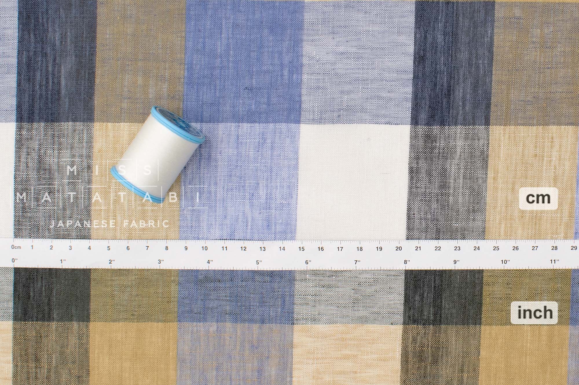 DEADSTOCK Japanese Fabric 100% Linen Check Plaid - 23 - 50cm - Etsy