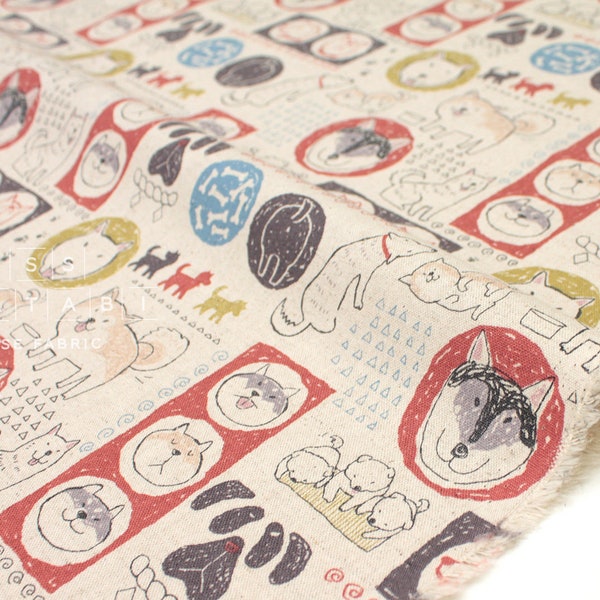 Japanese Fabric Kei Fabric Miyako Dogs of Japan - B - 50cm