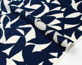 Japanese Fabric Cotton Ripple Tori - D navy - 50cm