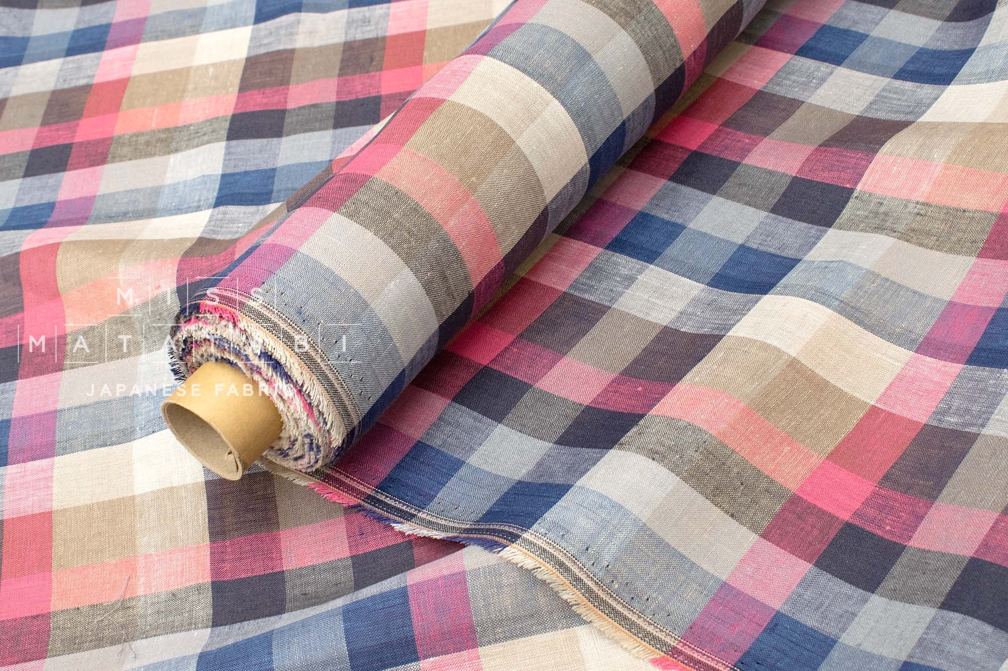 Yarn Dyed Washed Plaid Organic Cotton Shirting - Oeko-Tex® - Japanese Import - The Plaid Collection Blue/Brown Yarn Dyed Washed Plaid Organic Cotton Shirting - Oeko-Tex® - Japanese Import - The Plaid Collection Blue/Brown