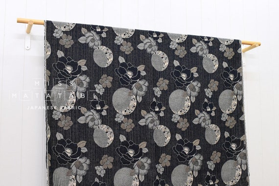Japanese Fabric - Yarn Dyed Woven Tsubaki Tsuki Jacquard