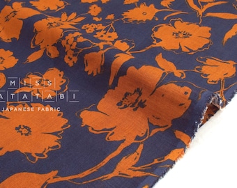 Japanese Fabric 100% linen Negative Flower - D -  50cm