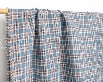 DEADSTOCK Japanese Fabric 100% Linen Check Plaid - 28 -  50cm