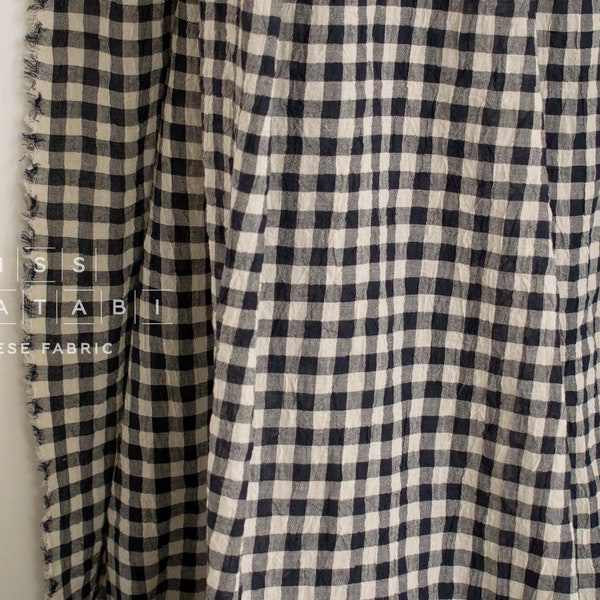 Japanese Fabric Shokunin Collection Yarn-Dyed Gingham - navy - 50cm