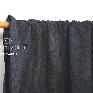 Japanese Fabric Yarn-dyed Woven Jacquard with Tie-dye print - blue, charcoal brown - 50cm