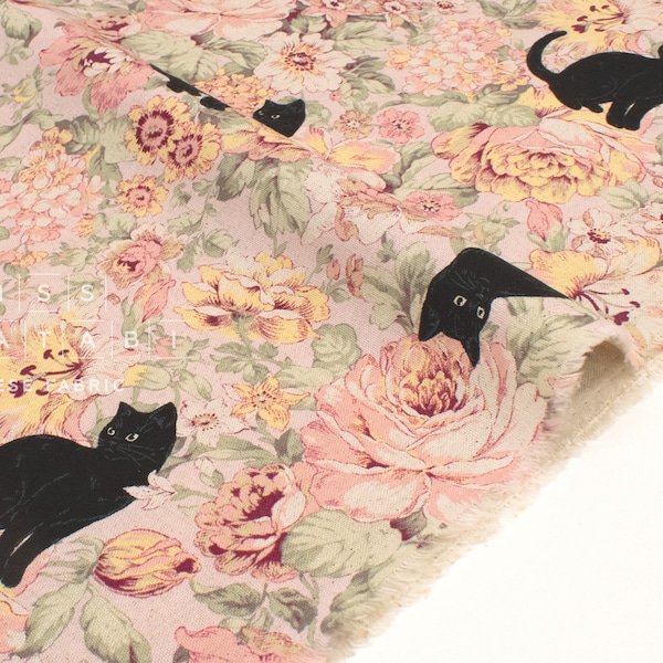 Japanese Fabric Boy Cat and Flowers - B - 50cm