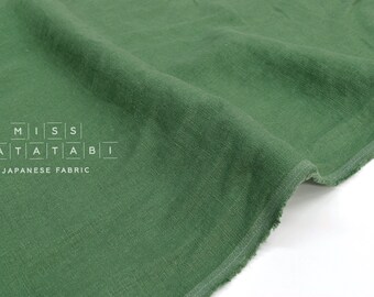 Japanese Fabric 100% washed linen - green 117 -  50cm