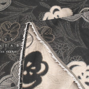 Japanischer Stoff, garngefärbter, gewebter Jacquard A Schwarz, Latte 50 cm Bild 5