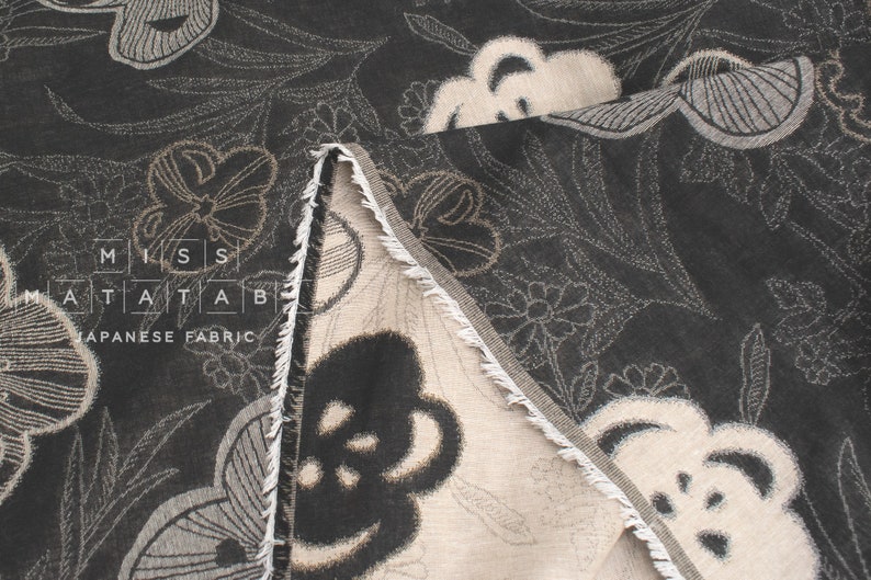 Tissu japonais tissé teint en fil Jacquard A noir, latte 50 cm image 5