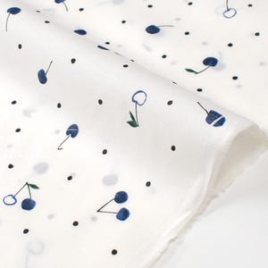 Japanese Fabric Indigo Cherries - blue - 50cm