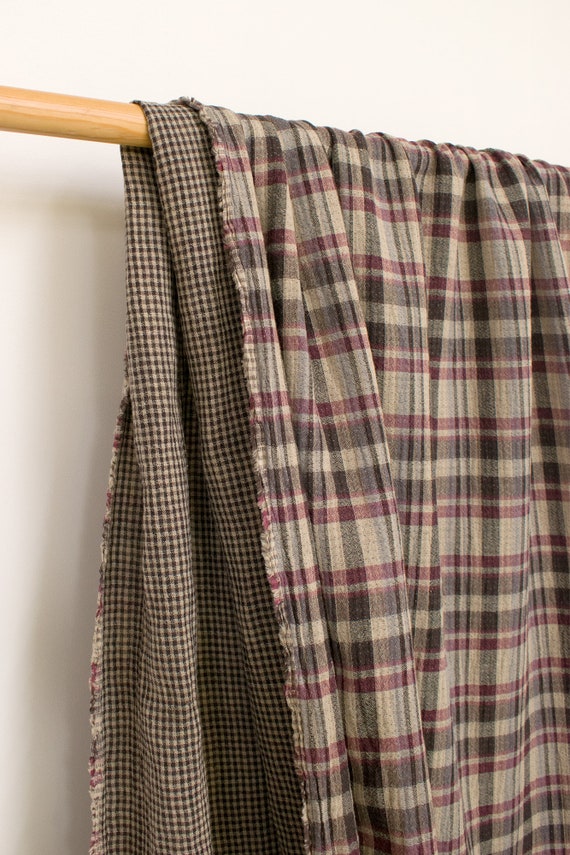 Japanese Yarn Dyed Mini Plaid in Brown Japanese Yarn Dyed Mini Plaid in Brown