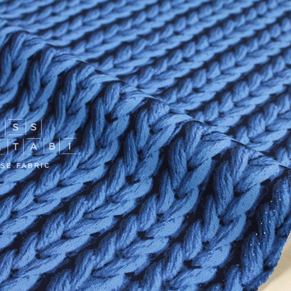 Japanese Fabric Kokka real winter - knit print - blue - 50cm