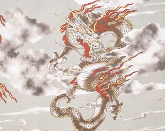 Japanese Fabric Year of the Dragon - A metallic gold - 50cm