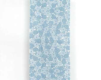 Shokunin Collection Hand-printed Chusen Japanese Tenugui Fabric - Chrysanthemum Arabesque 32 blue - panel