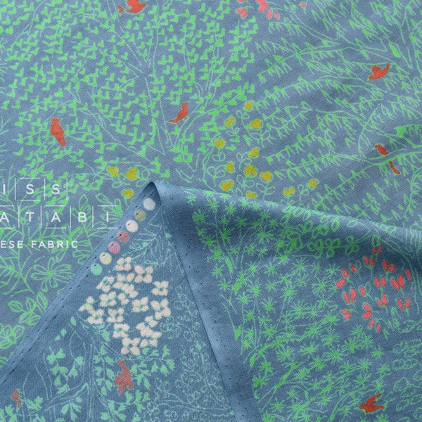 Japanese Fabric Trees voile - blue, green - 50cm