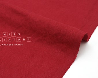 Japanese Fabric 100% washed linen - red 51 -  50cm