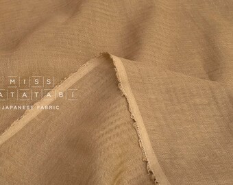 DEADSTOCK Japanese Fabric Washed Herringbone Linen Voile - A - 50cm