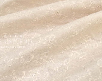 Japanese Fabric Embroidered Double Gauze - cream - 50cm