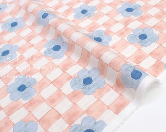 Japanese Fabric Ichimatsu Flowers - A - 50cm