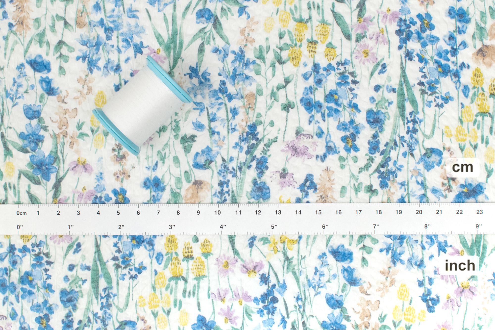 日本の生地 コットンリップル ティリーフローラル - ブルー - 50 cm - Etsy 日本