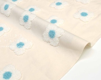 Japanese Fabric Punch Needling Style Floral Embroidery - cream - 50cm